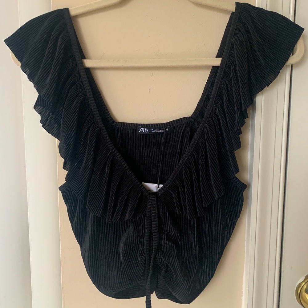 Zara satin plisse crop top